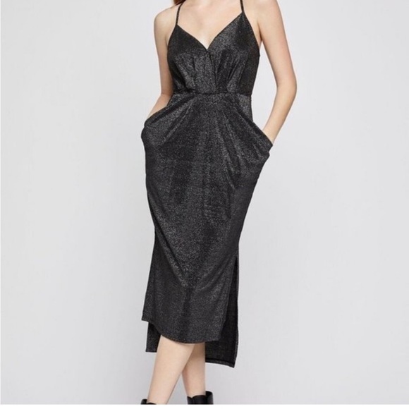 NWT | BCBGenaration|  Midi Metalic Black Dress | Small - Picture 5 of 14